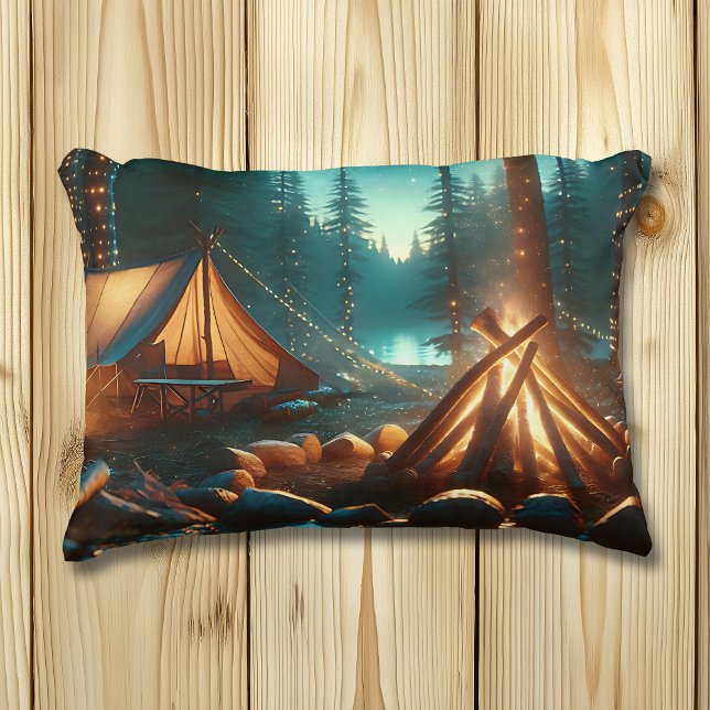 Camping Site with Pretty Lights Accent Pillow (Creator Uploaded)