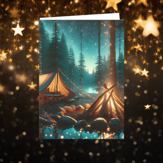 Camping Site with Pretty Lights | Birthday Card