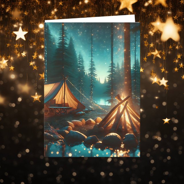 Camping Site with Pretty Lights | Birthday Card (Creator Uploaded)