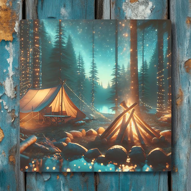 Camping Site with Pretty Lights Metal Print (Creator Uploaded)