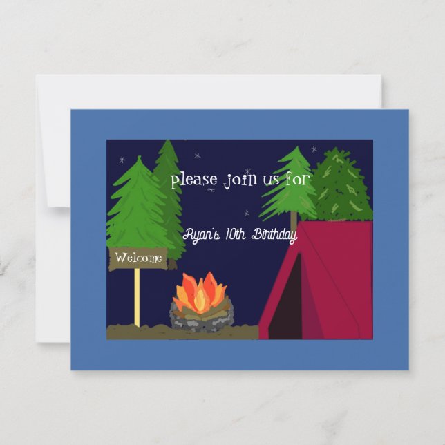 Camping Sleepover Birthday Party Invitation (Front)