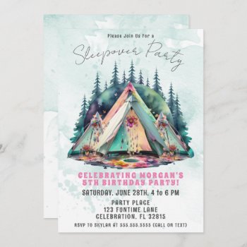 Camping Sleepover Birthday Party Invitation by WittyPrintables at Zazzle