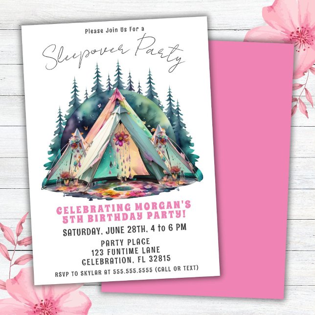 Camping Sleepover Birthday Party Invitation (Creator Uploaded)