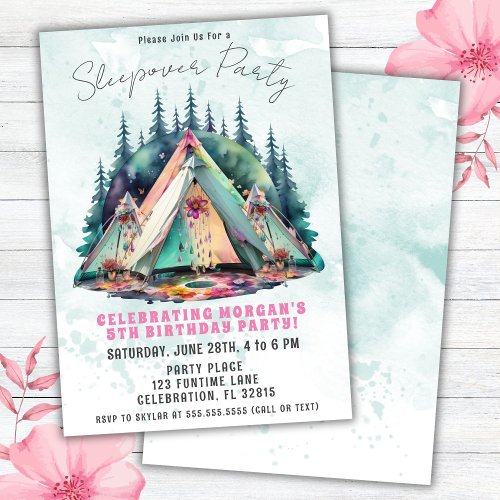 Camping Sleepover Birthday Party Invitation