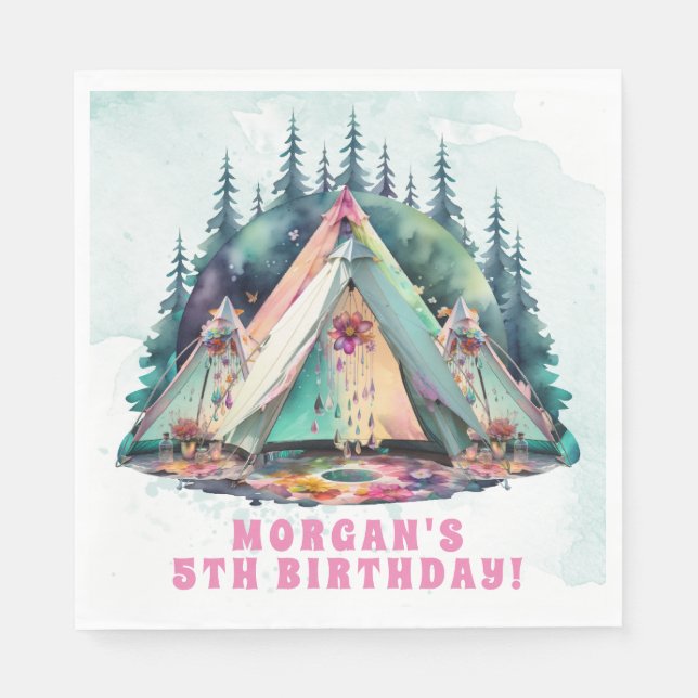 Camping Sleepover Birthday Party Napkins (Front)