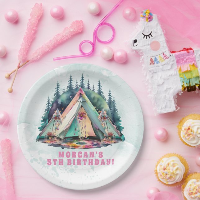Camping Sleepover Birthday Party Paper Plates (Party)