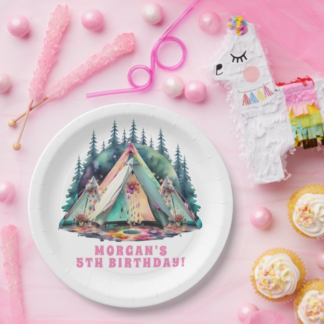 Camping Sleepover Birthday Party Paper Plates (Party)