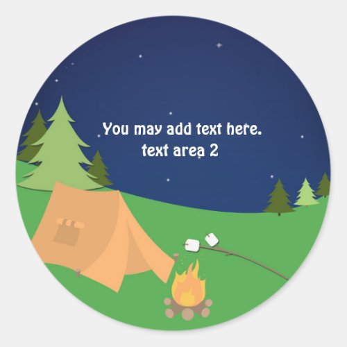Camping Sleepover Outdoor Birthday Party Favor Classic Round Sticker