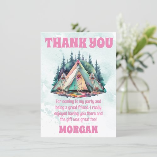 Camping Sleepover Party Thank You Card