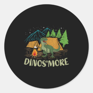 Camping Smore Dinosaur Lover Funny Dinosaur Campin Classic Round Sticker