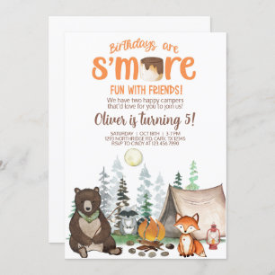Camping smore fun boy birthday invite. invitation