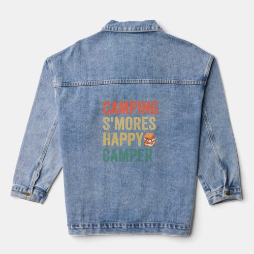 Camping Smores Happy Camper Funny Outdoors   Denim Jacket