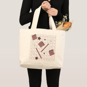Camping Smores Marshmallows Biscuits Campfire Pink Large Tote Bag
