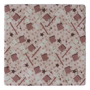 Camping Smores Marshmallows Biscuits Campfire Pink Trivet