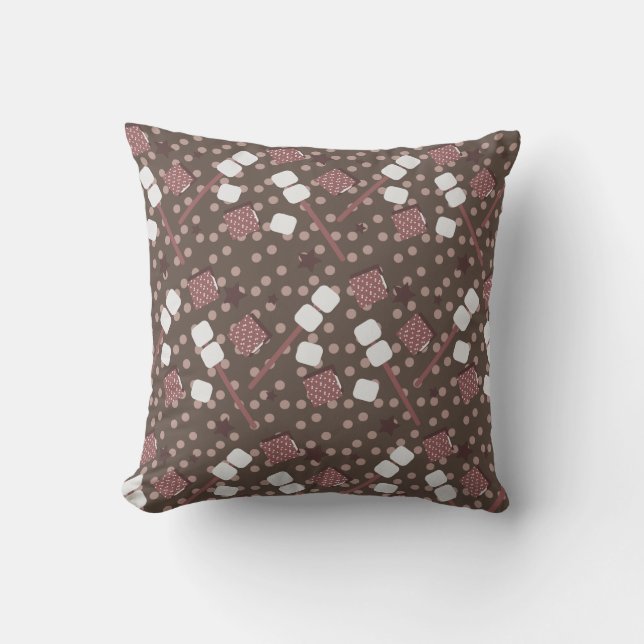 Camping Smores Marshmallows Biscuits Campfire Throw Pillow (Front)