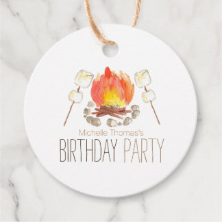 Camping smores outdoor birthday favor tag