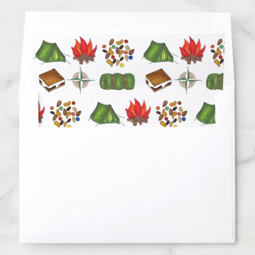 Camping Smores Tent Fire Compass Trail Mix Envelope Liner