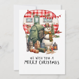Camping Snowman Christmas Themed for Camper Holiday Card