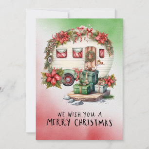 Camping Snowman Christmas Themed Holiday Card