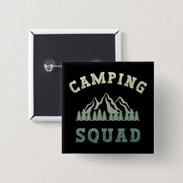 Camping Squad Camping Trip Mountains Outdoors Button (Front & Back)