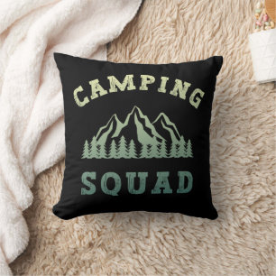 Camping Squad Camping Trip Mountains Outdoors Throw Pillow