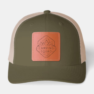 Camping squad matching summer camp leather patch hat