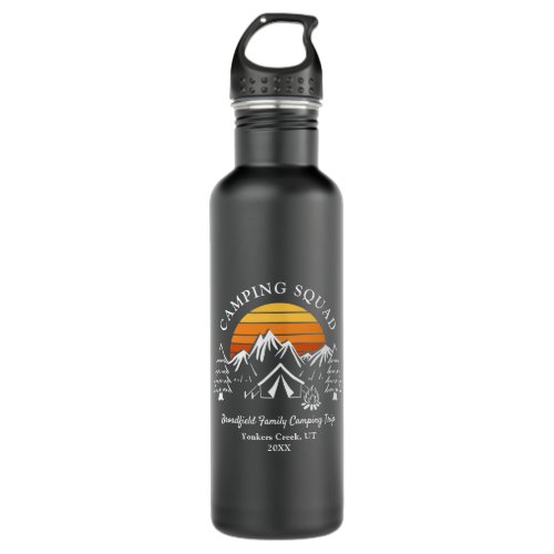 Camping Squad Modern Family Camping Custom Stainless Steel Water Bottle