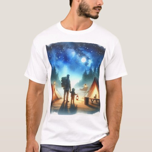 Camping Stars Father T_Shirt
