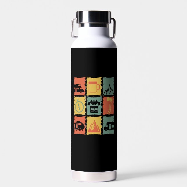 Camping Stuff Grafik for a Camper  Water Bottle (Front)