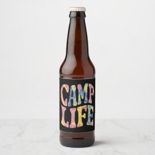 Camping Summer Girls Camp Life Tie-Die Retro Beer Bottle Label