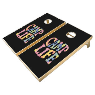 Camping Summer Girls Camp Life Tie-Die Retro Cornhole Set