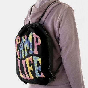 Camping Summer Girls Camp Life Tie-Die Retro  Drawstring Bag