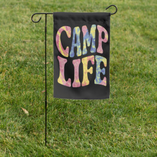 Camping Summer Girls Camp Life Tie-Die Retro  Garden Flag
