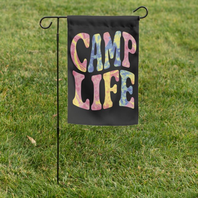 Camping Summer Girls Camp Life Tie-Die Retro  Garden Flag (In SItu)