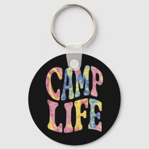 Camping Summer Girls Camp Life Tie-Die Retro  Keychain