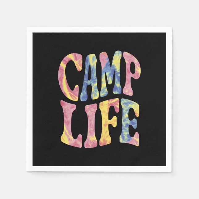 Camping Summer Girls Camp Life Tie-Die Retro  Napkins (Front)