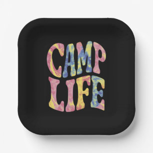 Camping Summer Girls Camp Life Tie-Die Retro Paper Plates