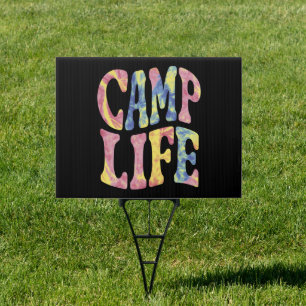 Camping Summer Girls Camp Life Tie-Die Retro  Sign