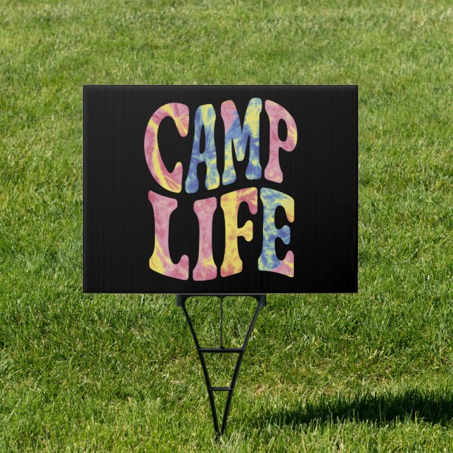 Camping Summer Girls Camp Life Tie-Die Retro  Sign (Insitu)