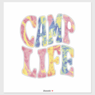 Camping Summer Girls Camp Life Tie-Die Retro Sticker