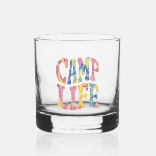 Camping Summer Girls Camp Life Tie-Die Retro  Whiskey Glass