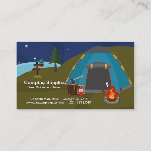Camping supply store business card