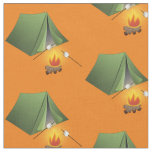Camping Tent and  Campfire  Pattern Fabric