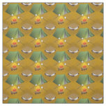 Camping Tent Campfire and Smores Pattern Fabric