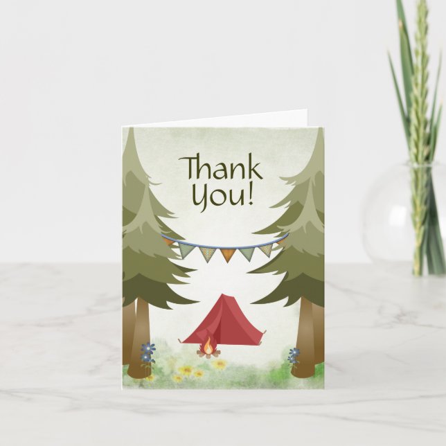 Camping Tent Campfire Trees Woodland Thank You (Front)