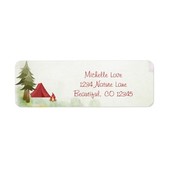 Camping Tent Campfire Wilderness Woodland Address Label