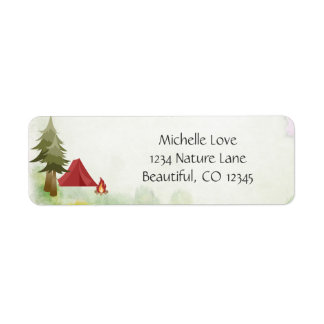 Camping Tent Campfire Wilderness Woodland Address Label