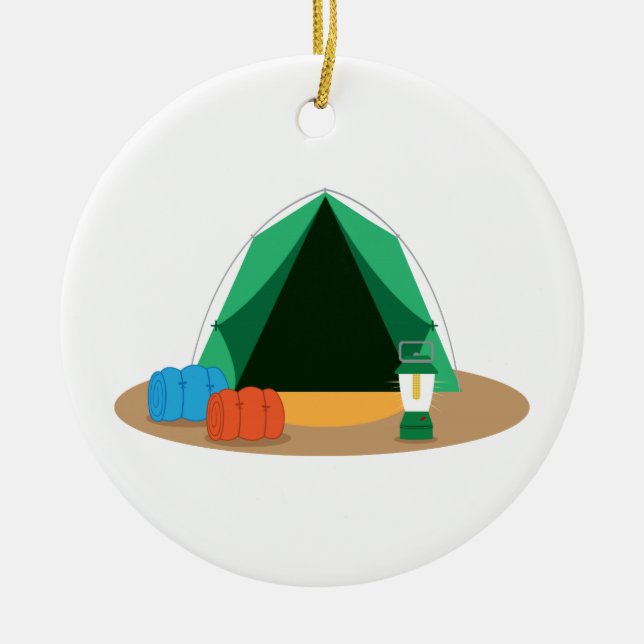 Camping Tent Ceramic Ornament (Front)