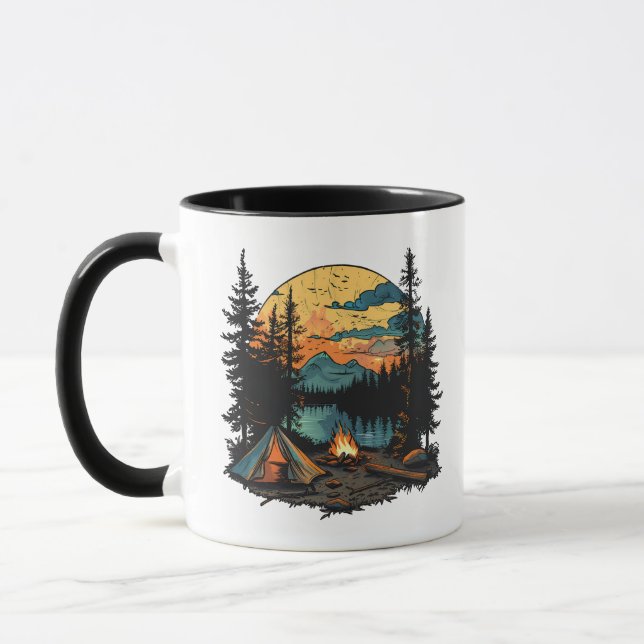 Camping Tent in the Forest Mug (Left)