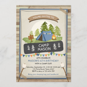Camping Tent Invitation Birthday Camp out Boy